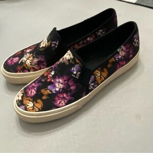 Keds Double Decker Floral Dark Moody Blooms Slip-on Softerra Sneakers Women’s 9